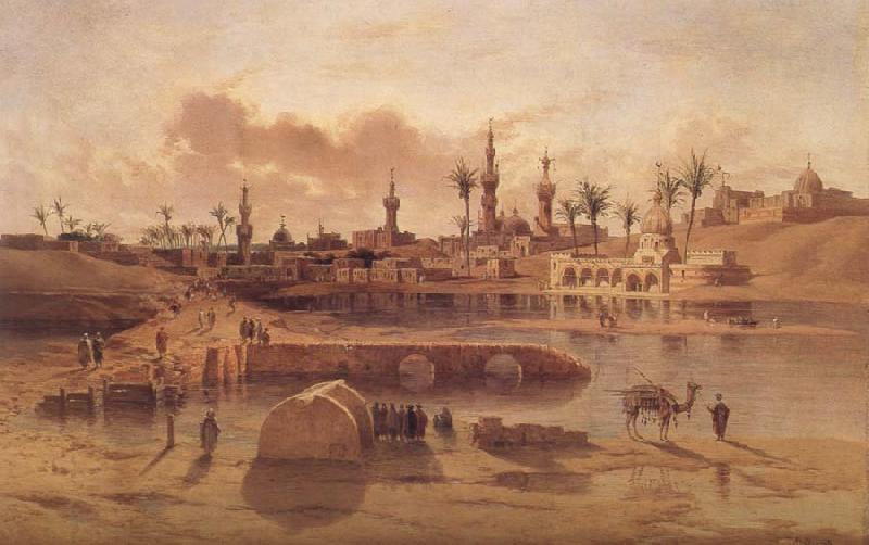 Adrien Dauzats View of Damanhur during the Flooding of the Nile China oil painting art